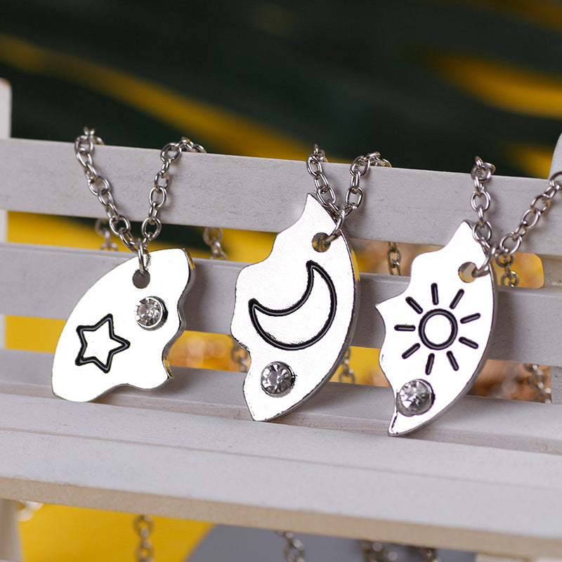 Sun,Moon&Star Pendant Necklace for Women-Holiday Gift