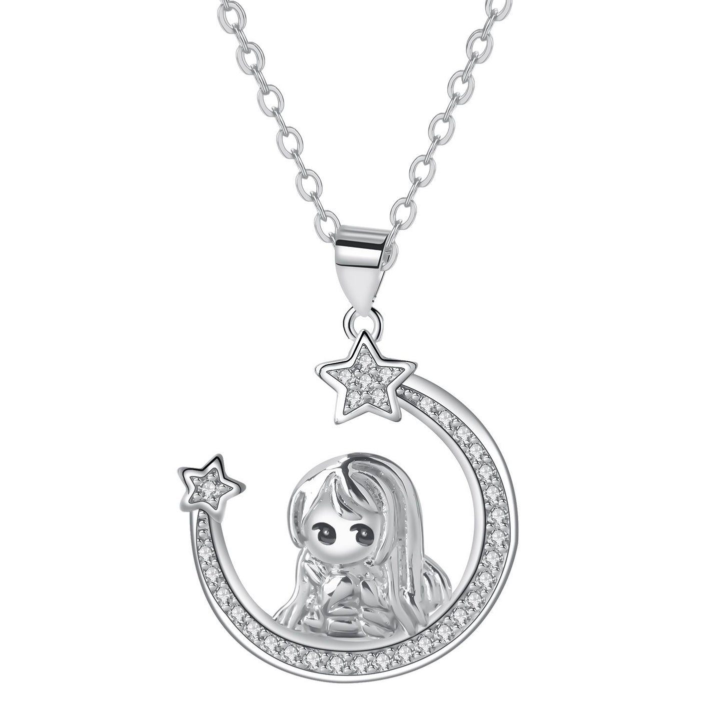 MAGICAL MOON NECKLACE GIRL CARTOON PENDANT