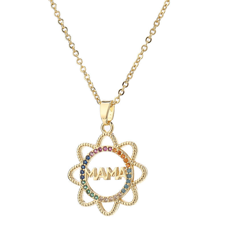 COLORED ZIRCON MOM NECKLACE – DAINTY CLAVICLE PENDANT CHAIN