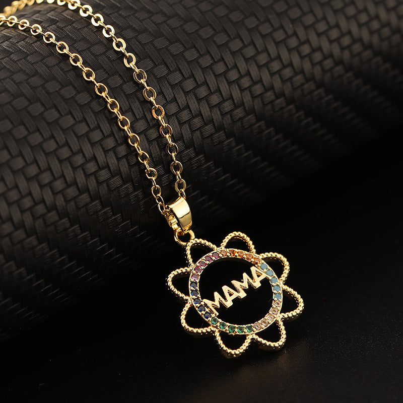 COLORED ZIRCON MOM NECKLACE – DAINTY CLAVICLE PENDANT CHAIN