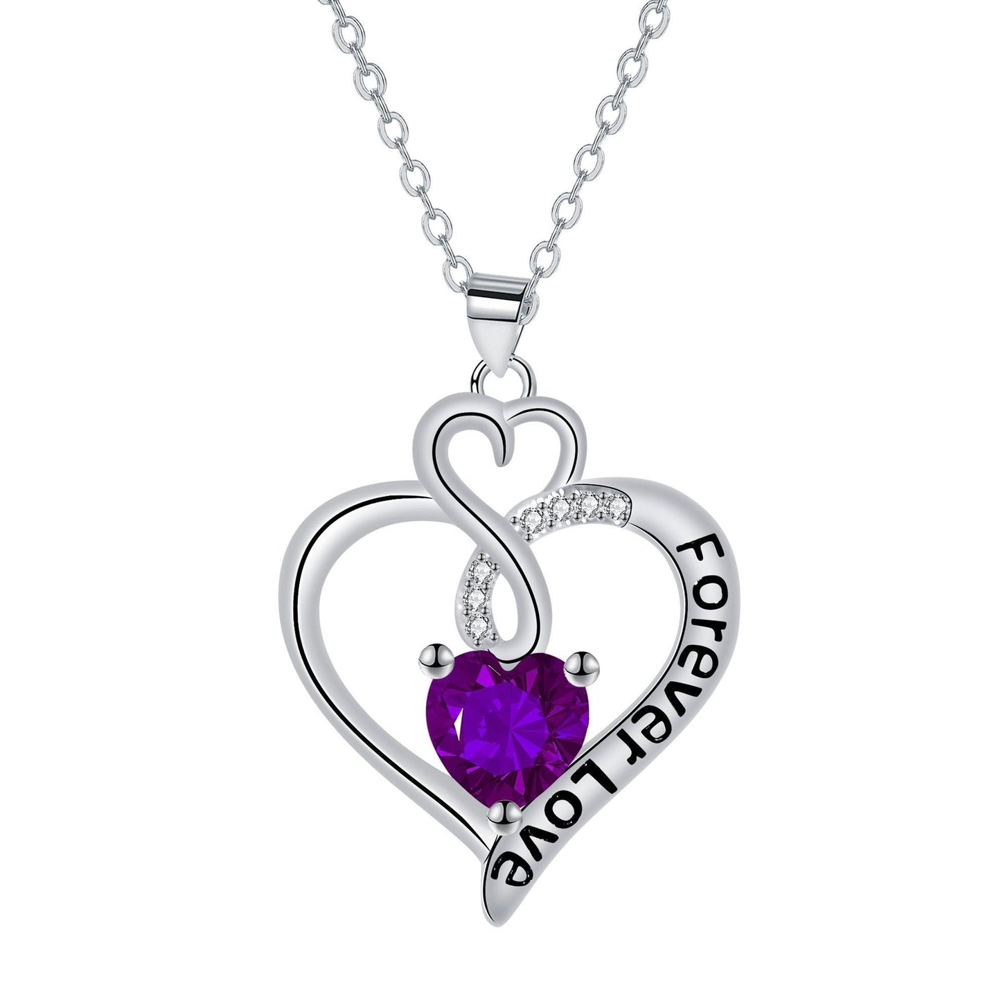 BEAUTIFUL CRYSTAL NECKLACE WITH THE PURPLE HEART