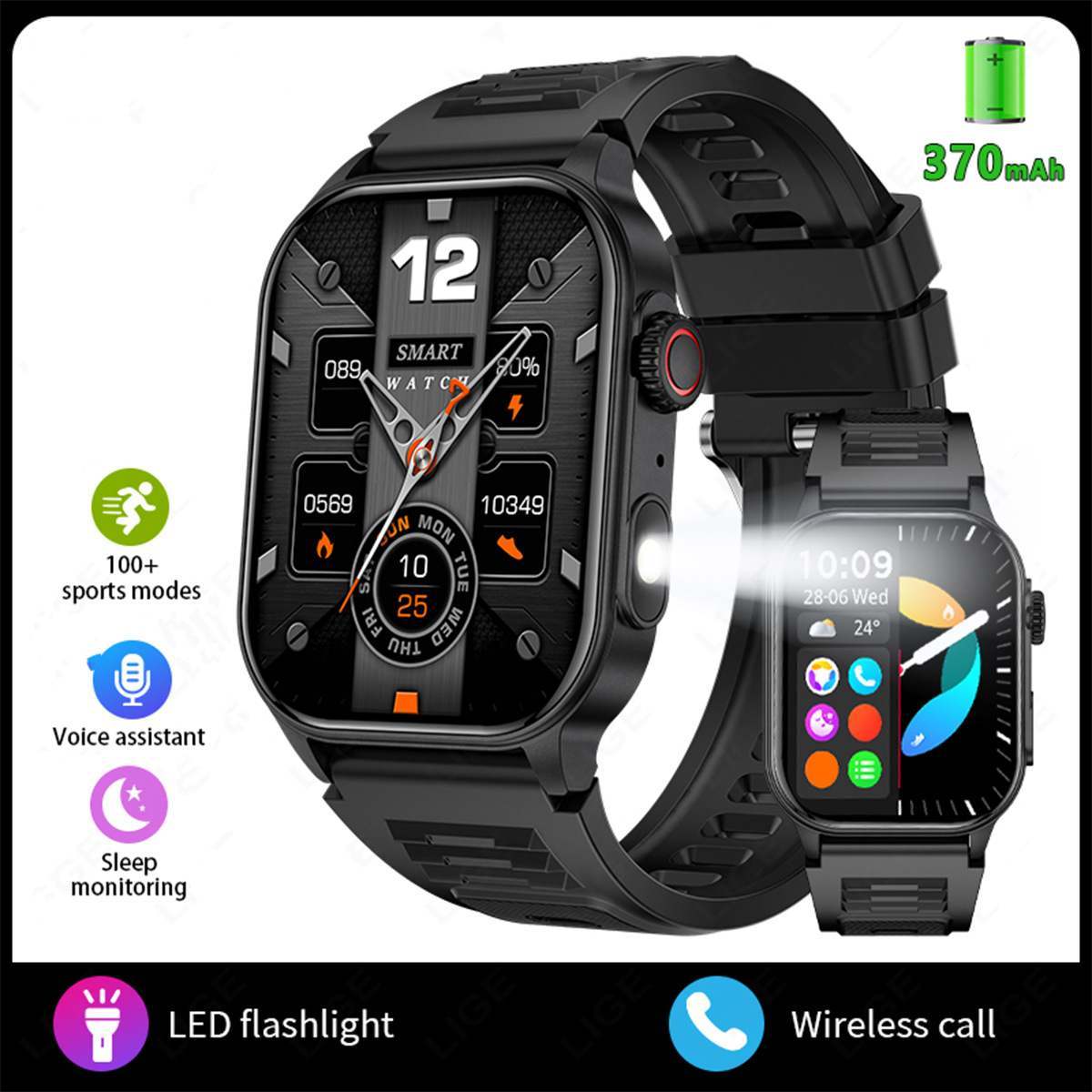 Bluetooth Sports Watch with Pedometer – Fitness Tracker Smartwatch