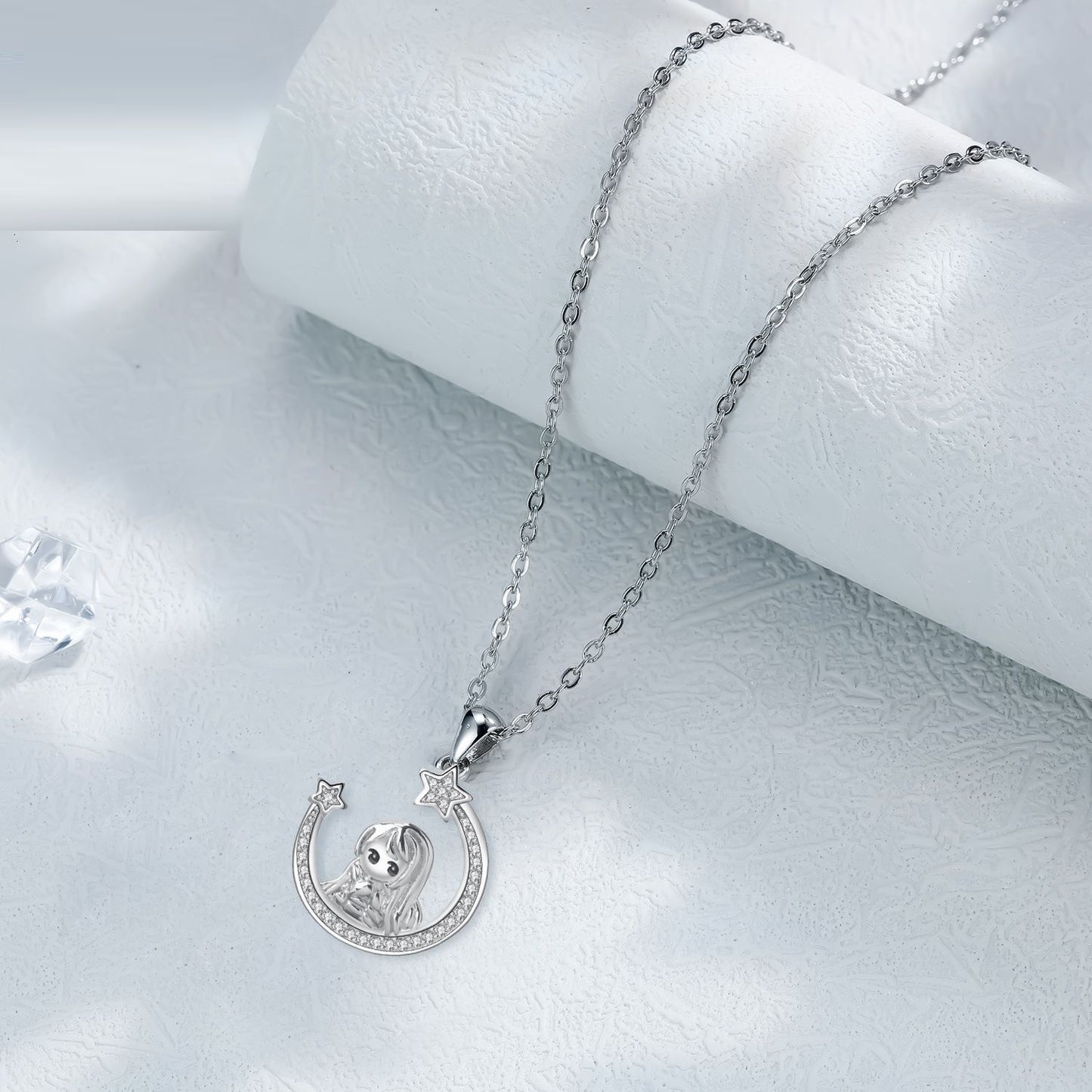 MAGICAL MOON NECKLACE GIRL CARTOON PENDANT