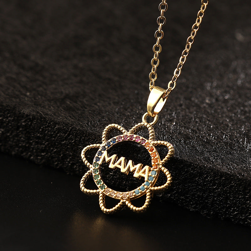 COLORED ZIRCON MOM NECKLACE – DAINTY CLAVICLE PENDANT CHAIN