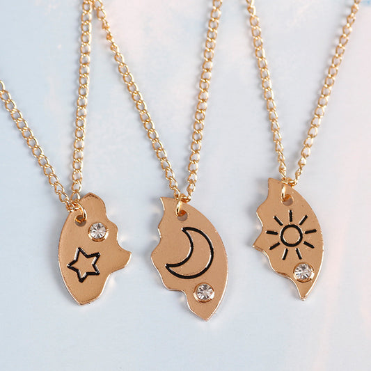 Sun,Moon&Star Pendant Necklace for Women-Holiday Gift