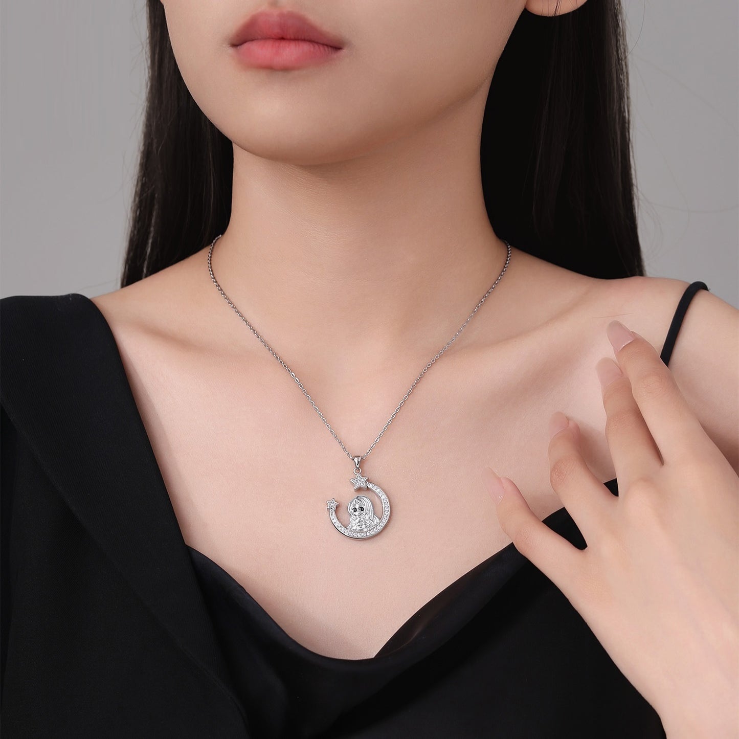 MAGICAL MOON NECKLACE GIRL CARTOON PENDANT