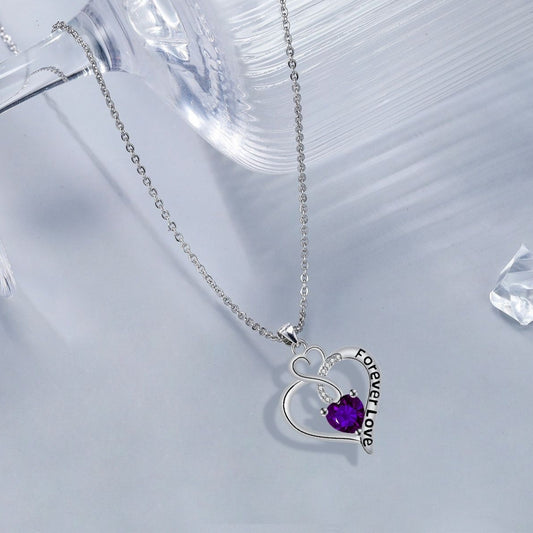 BEAUTIFUL CRYSTAL NECKLACE WITH THE PURPLE HEART