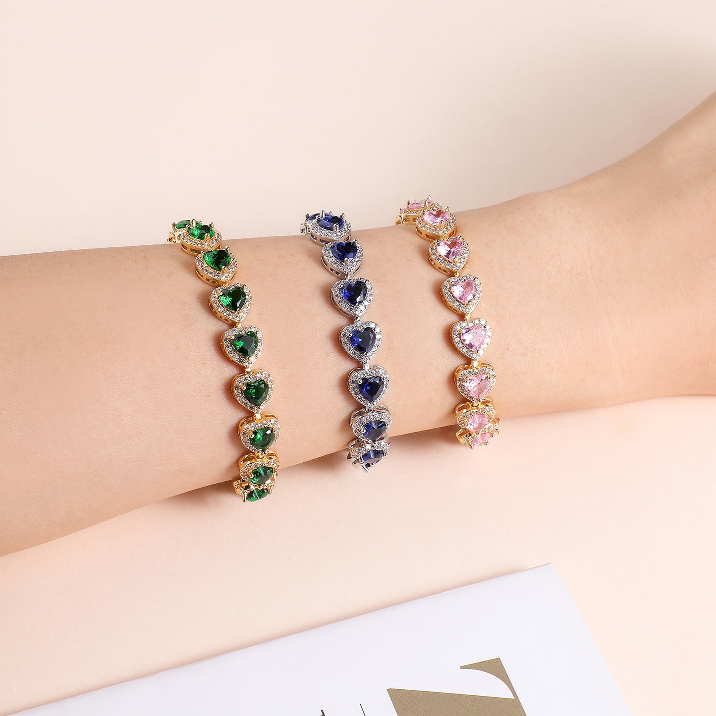 Luxury Heart-Shaped Zircon Bracelet for Women