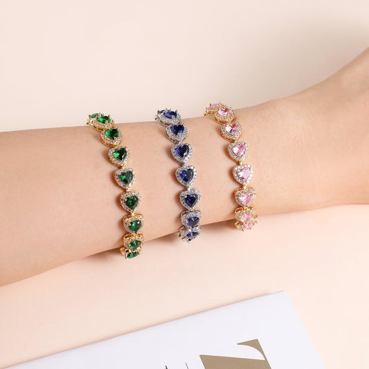 Luxury Heart-Shaped Zircon Bracelet for Women