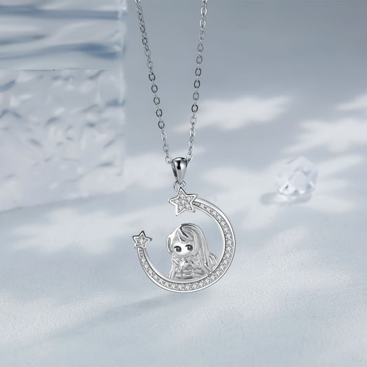 MAGICAL MOON NECKLACE GIRL CARTOON PENDANT